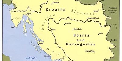 نقشه از بوسنی و هرزگوین و کشورهای اطراف