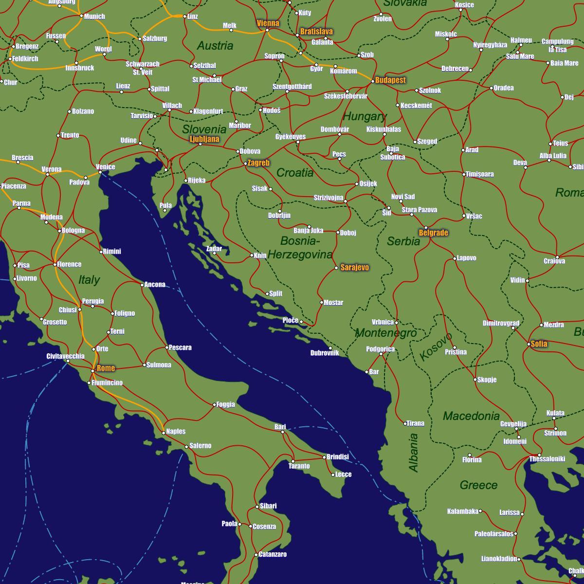 بوسنی راه آهن نقشه
