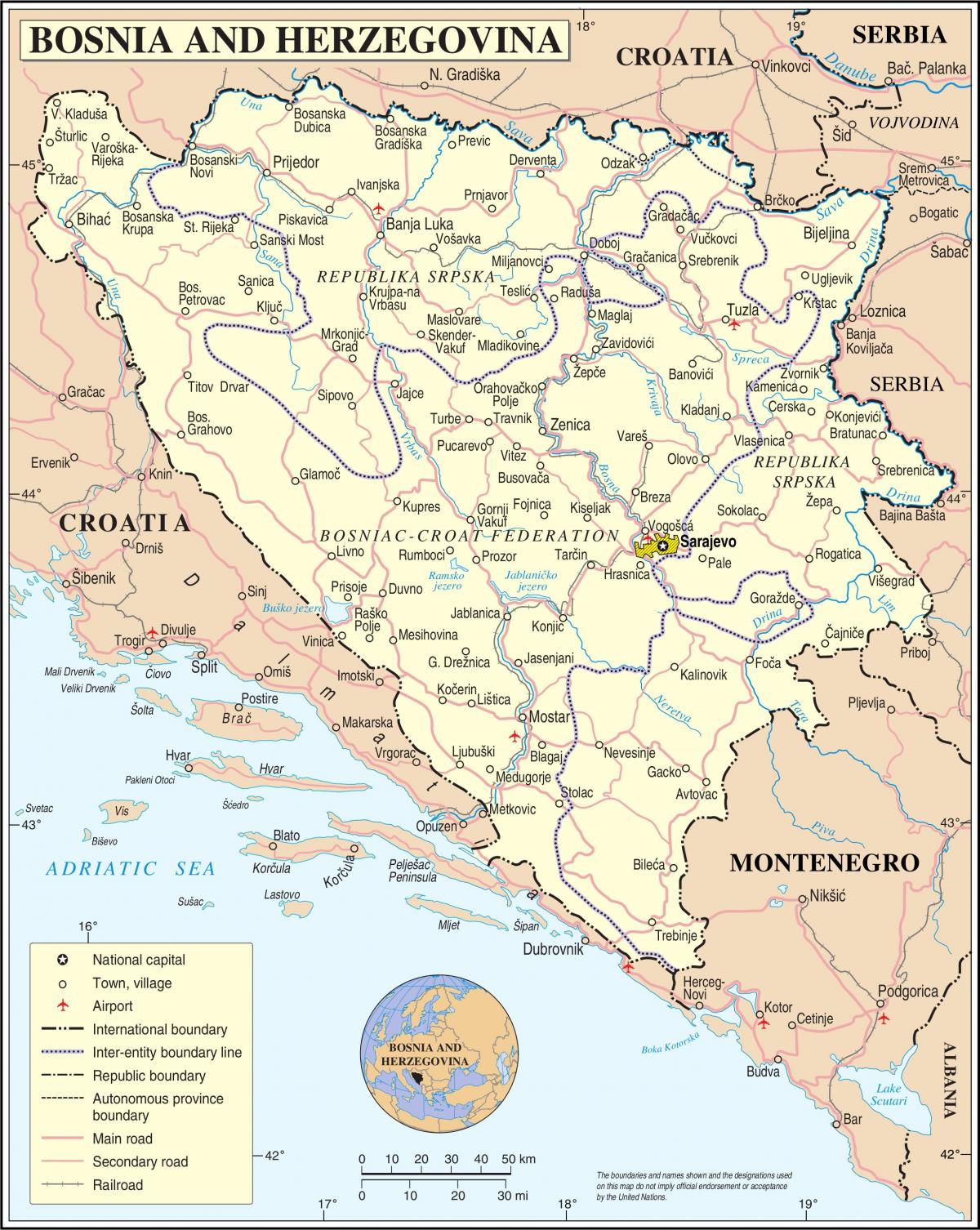 نقشه گردشگری بوسنی